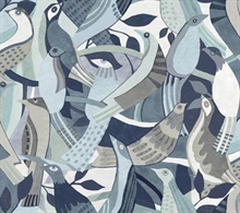 Fauvist Flock Blue Abstract Bird Wallpaper