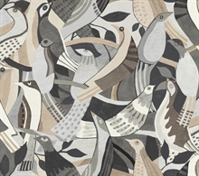 Fauvist Flock Neutral Abstract Bird Wallpaper
