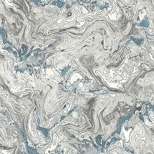 Faux Marble Marble Lunar Rock & Cerulean Peel and Stick Wallpaper