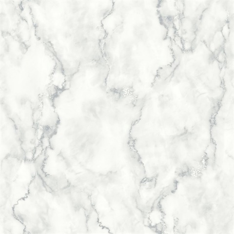Marbled Faux Marble Grey & Metallic Silver Peel and Stick Wallpaper