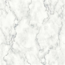 Marbled Faux Marble Grey & Metallic Silver Peel and Stick Wallpaper