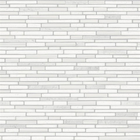 Faux Mosaic Strip Tile Tile Metallic Pearl & Gray Peel and Stick Wallp