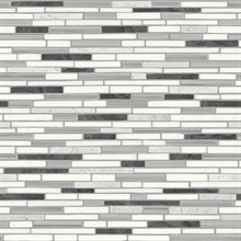 Faux Mosaic Strip Tile Tile Wrought Iron & Gray Peel and Stick Wallpap