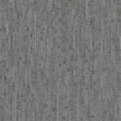 Faux Natural Straw Dark Grey Wallpaper