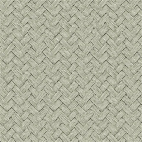 Faux Natural Weave Green Wallpaper