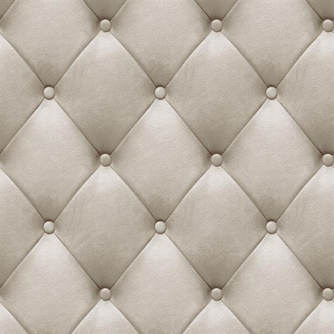 Faux Plush Quilted Diamond Upholstery Beige Wallpaper