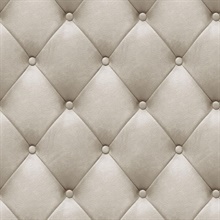 Faux Plush Quilted Diamond Upholstery Beige Wallpaper