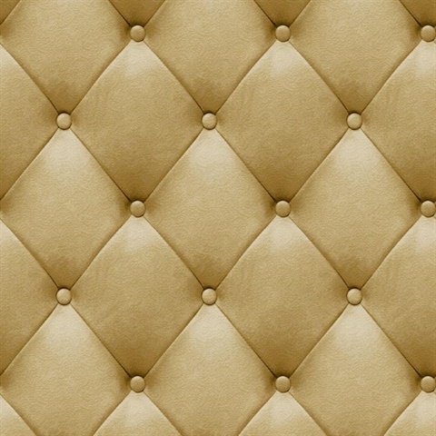 Faux Plush Quilted Diamond Upholstery Gold Wallpaper