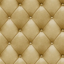 Faux Plush Quilted Diamond Upholstery Gold Wallpaper