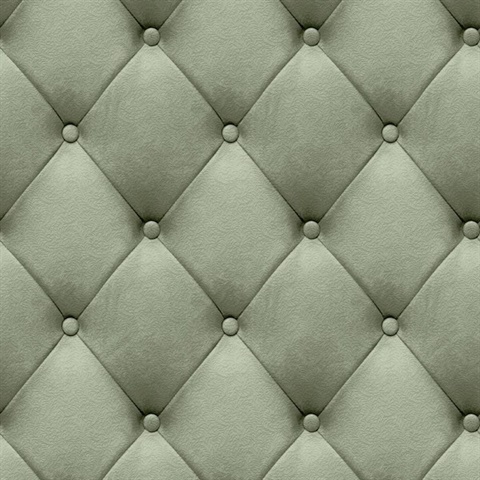 Faux Plush Quilted Diamond Upholstery Green Wallpaper