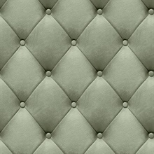 Faux Plush Quilted Diamond Upholstery Green Wallpaper