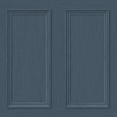 Faux Wood Panel Denim Blue Peel and Stick Wallpaper