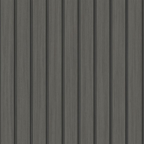 Faux Wooden Slats Charcoal Peel and Stick Wallpaper