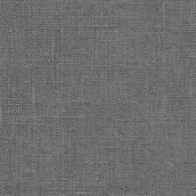 Charcoal Black Faux Hessian Linen Wallpaper