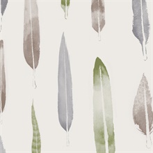 Feathers - British Lichen colourway wallpaper