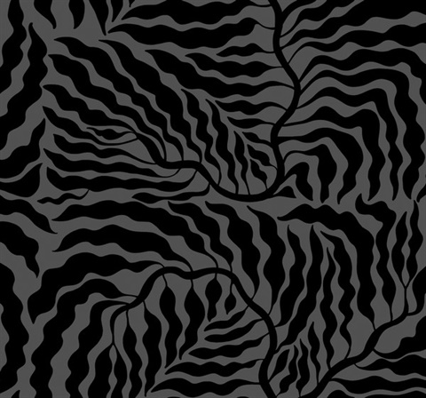 Fern Fronds Black Abstract Leaf Wallpaper