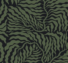 Fern Fronds Black & Green Abstract Leaf Wallpaper