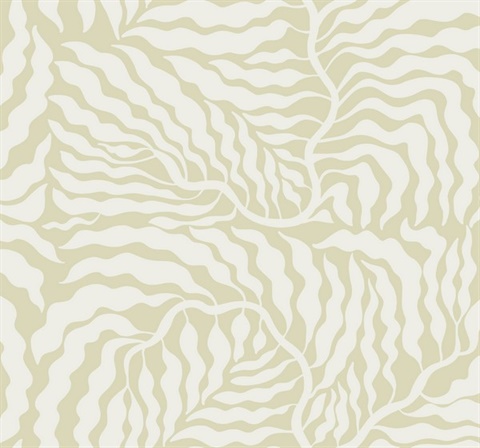 Fern Fronds Light Green & White Abstract Leaf Wallpaper