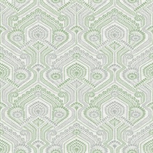 Fernback Green Ornate Damask Floral & Leaf Wallpaper