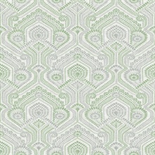 Fernback Green Ornate Damask Floral & Leaf Wallpaper