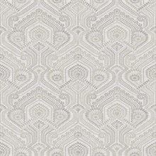 Fernback Grey Ornate Damask Floral & Leaf Wallpaper