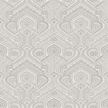 Fernback Grey Ornate Damask Floral & Leaf Wallpaper