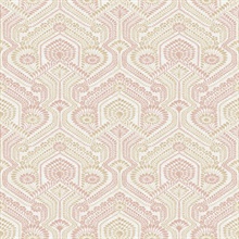 Fernback Pink Ornate Damask Floral & Leaf Wallpaper