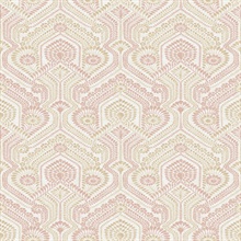 Fernback Pink Ornate Damask Floral & Leaf Wallpaper