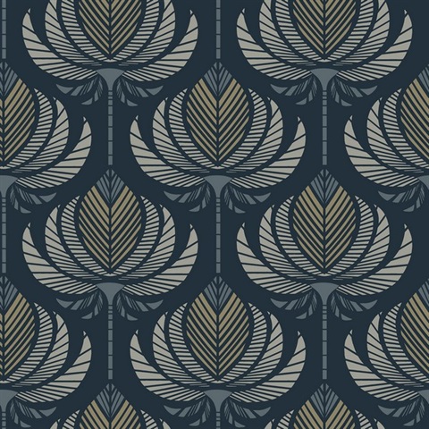 Ferrenby Navy Blue Modern Fan Wallpaper