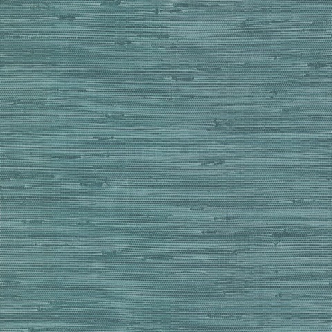 Fiber Turquoise Textured Horizontal Linen Weave Wallpaper