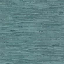 Fiber Turquoise Textured Horizontal Linen Weave Wallpaper