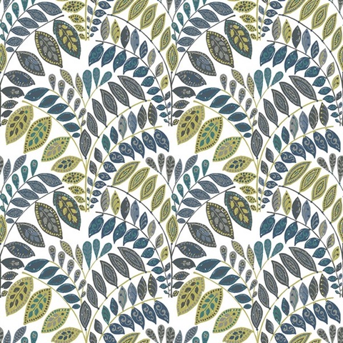 Fiddlehead Green Botanical Wallpaper