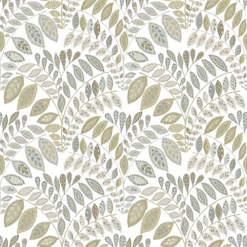 Fiddlehead Grey Botanical Wallpaper