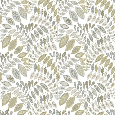 Fiddlehead Grey Botanical Wallpaper