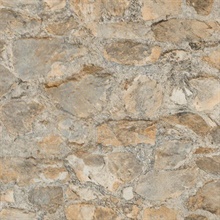 Field Stone Tumbled Tan and Grey Wallpaper