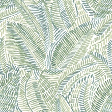 Fildia Green Botanical Dash Line Leaf Wallpaper