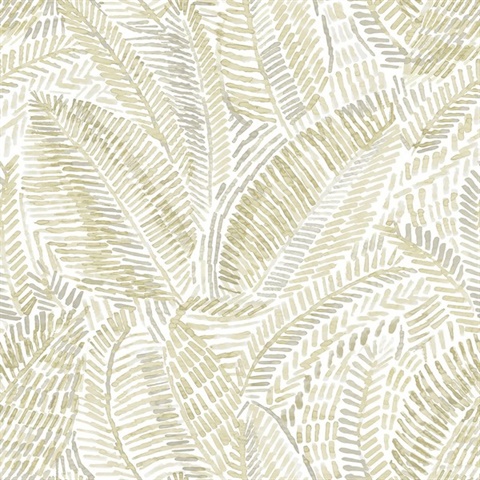 Fildia Honey Botanical Dash Line Leaf Wallpaper