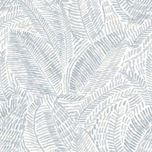 Fildia Light Blue Botanical Dash Line Leaf Wallpaper