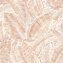Fildia Orange Botanical Dash Line Leaf Wallpaper