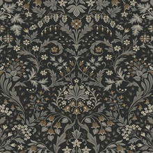 Filigree Floral Botanical Charcoal & Pavestone Peel and Stick Wallpape