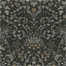 Filigree Floral Botanical Charcoal & Pavestone Peel and Stick Wallpape