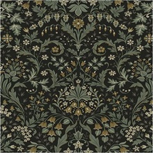 Filigree Floral Botanical Ebony & Sage Peel and Stick Wallpaper