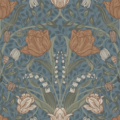 Filippa Blue Tulip Wallpaper