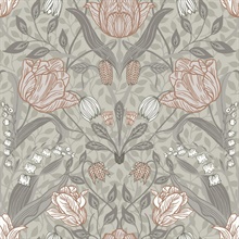 Filippa Grey Tulip Floral Wallpaper