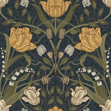 Filippa Navy Tulip Floral Wallpaper