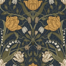 Filippa Navy Tulip Floral Wallpaper