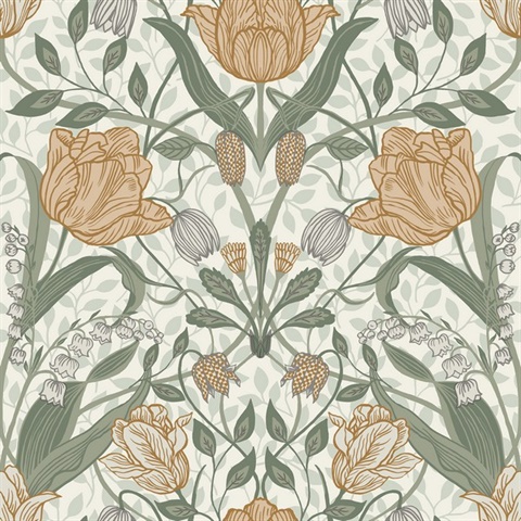 Fillippa Green Tulip Floral Wallpaper