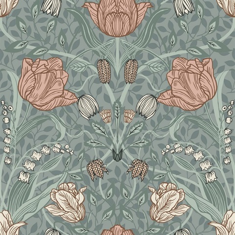 Fillippa Sage Tulip Floral Wallpaper