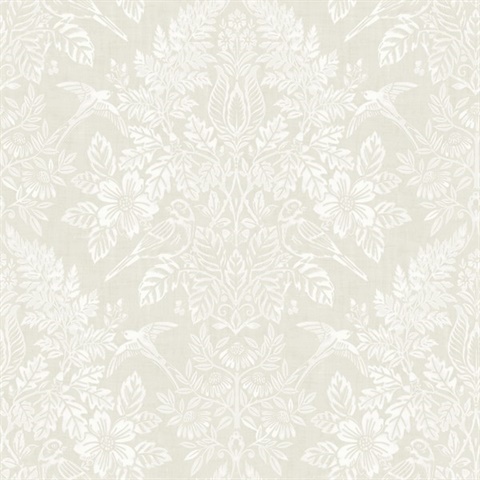 Finch Ivory Woodland Damask Wallpaper