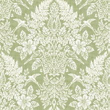 Finch Light Green Woodland Damask Wallpaper
